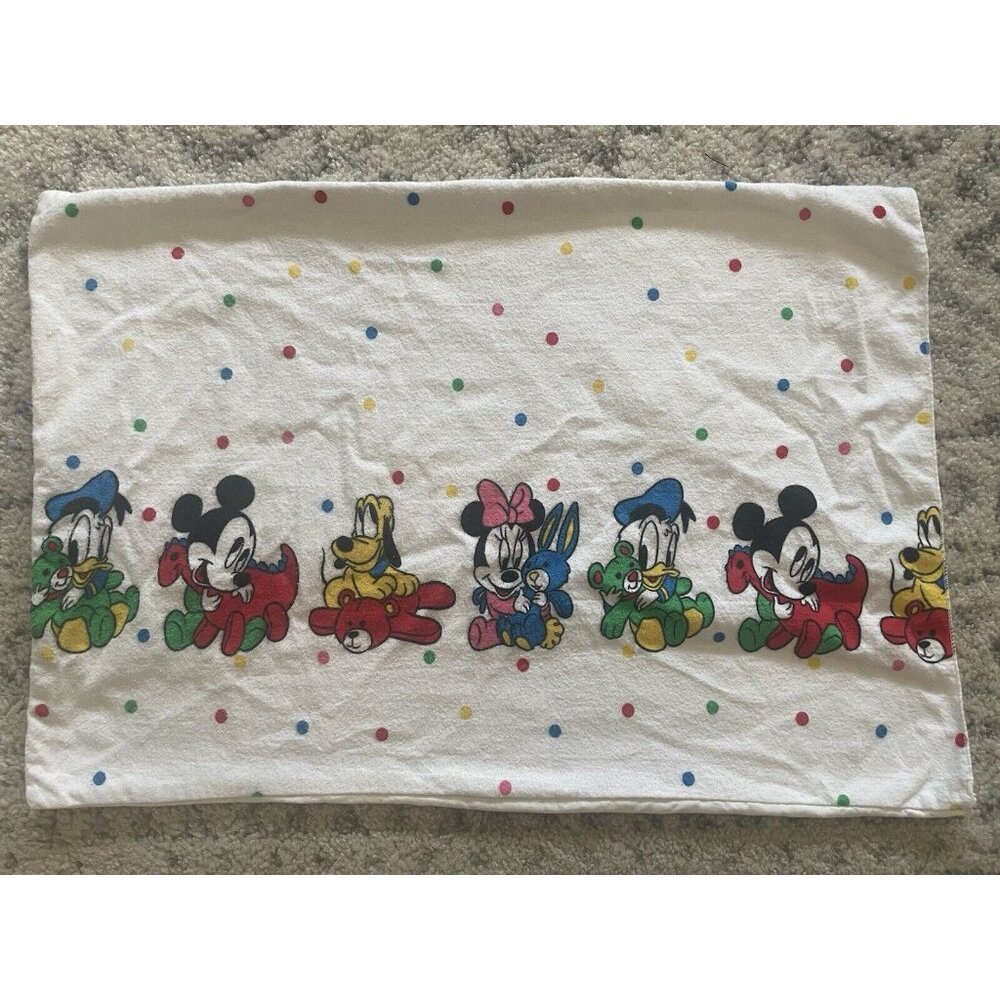 Vintage Walt Disney Mickey Mouse Minnie Donald Duck Pluto Pillow‎ Case